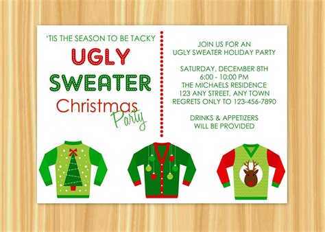 ugly xmas sweater party invites|free ugly sweater invitation template.